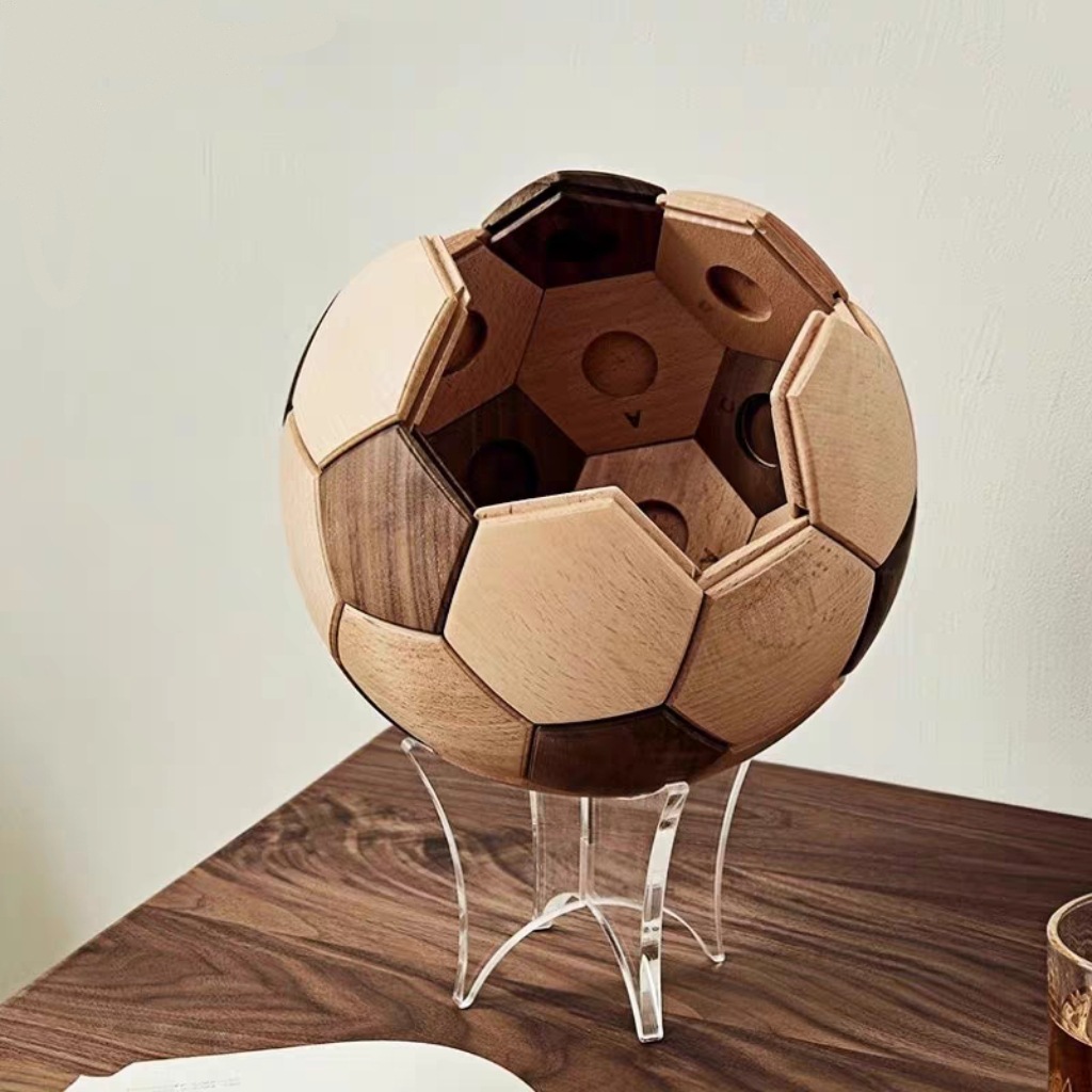 Adorno artesanal de madera Luban con sistema de espiga y muesca para aficionados al fútbol, artesanía, mercancía para superaficionados de la aldea, recuerdo, artesanía en madera maciza.