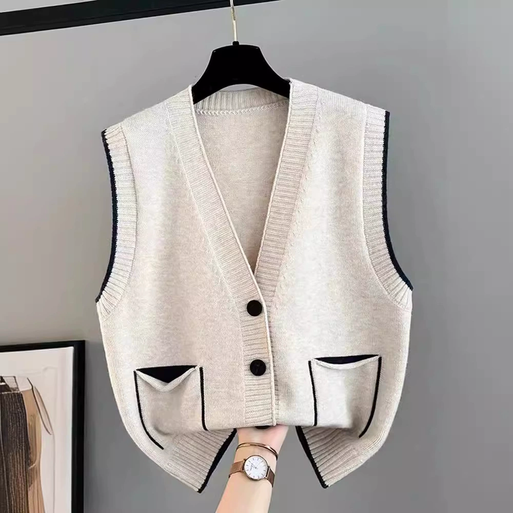 Осенний Женский вязаный жилет женский Новый 2023 весенне-осенний популярный жилет Женская Верхняя рубашка из двух частей модный костюм