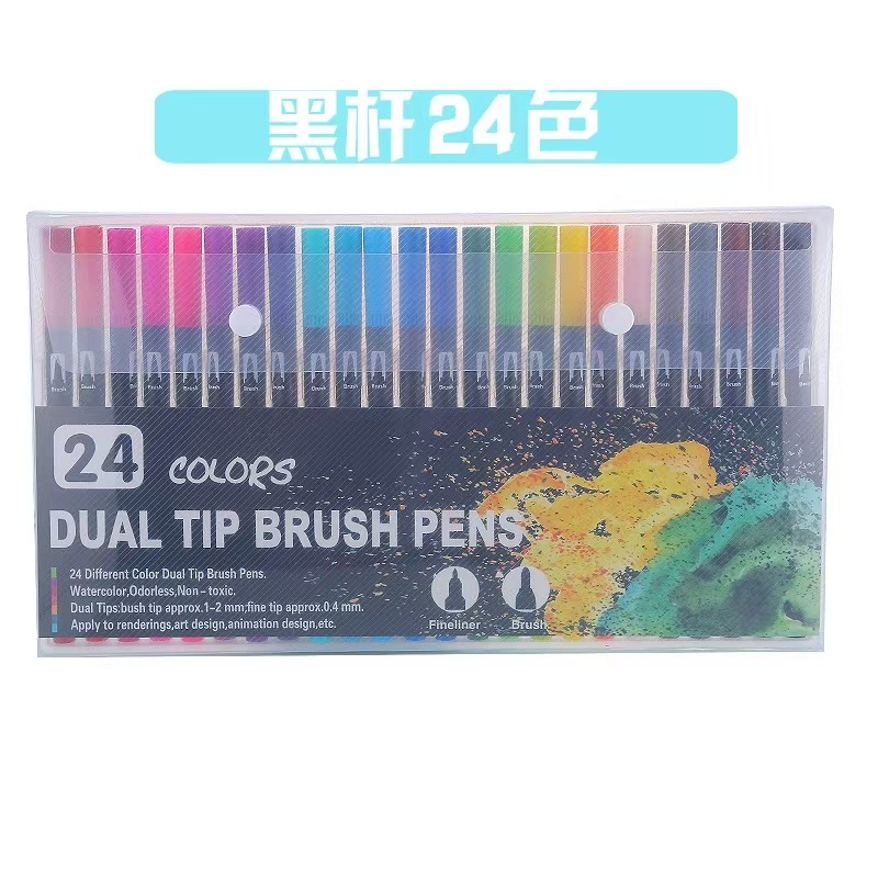 Pen de acuarela transfronteriza de doble cabeza lavable con agua de cabeza blanda marca pincel de pincel de gancho de color para niños set pincel al por mayor