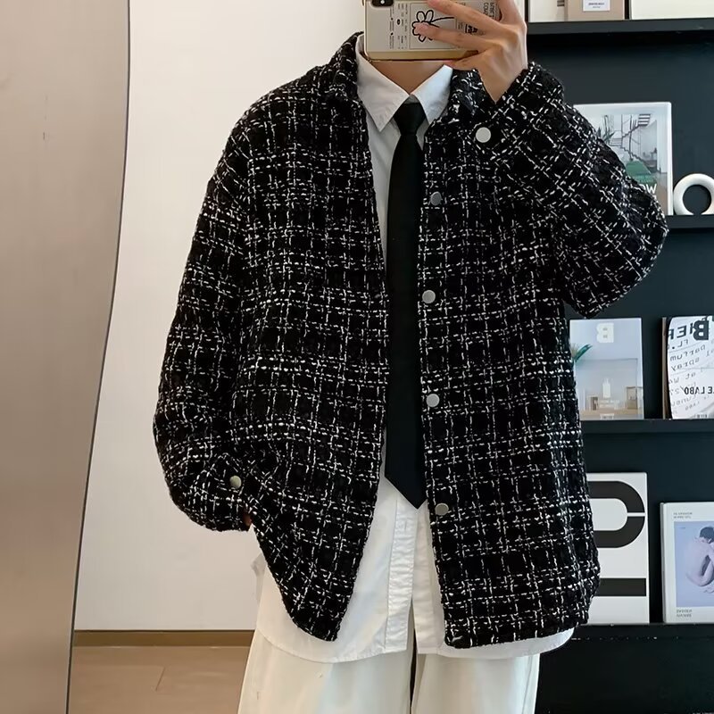 Hong Kong Style Artistic Men's Loose Chanel Style Jacket Youth Spring and Autumn Youth Popular Casual All-match Trendy Jacket