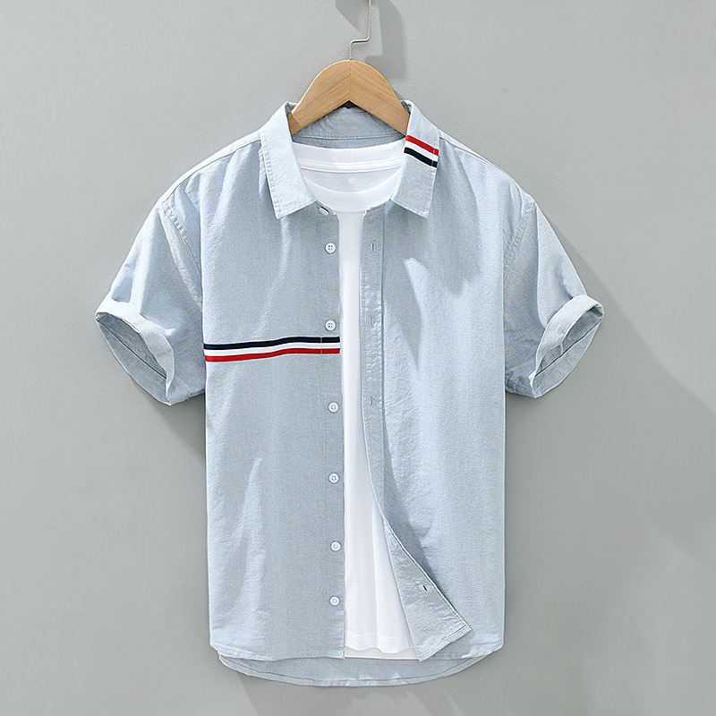 1240 Trendy Brand TBHOMTOP White Shirt Men's Non-ironing Oxford Spinning Cotton Casual Short-sleeved Summer Couple's Same Shirt