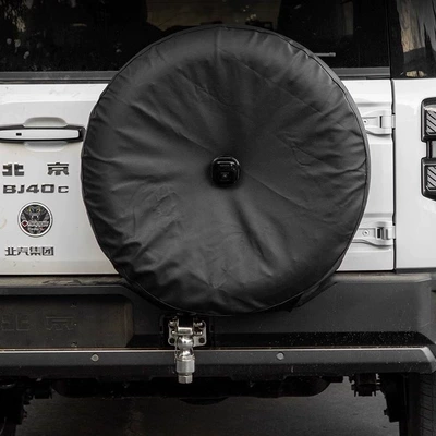 Suitable for 2024 BJ40 leather Spare wheel cover - pure-black-perforated-model