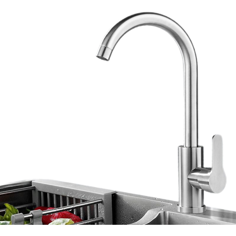 304 acero inoxidable cocina lavabo grifo frío y caliente único en frío acero inoxidable lavabo piscina vertical gran grifo de curva