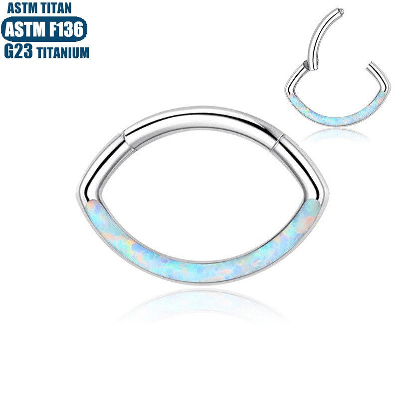 F136 Titanium Alloy Seamless Nose Ring Hoop Eye-shaped Piercing Earring for Women Men detail image 12