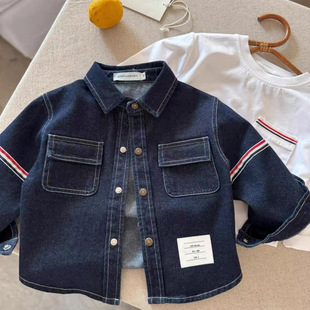 Boys and Kidsren's Jackets 2025 Spring & Fall New Korean Style Denim Shirts Baby Fashion Tops Shirts [1