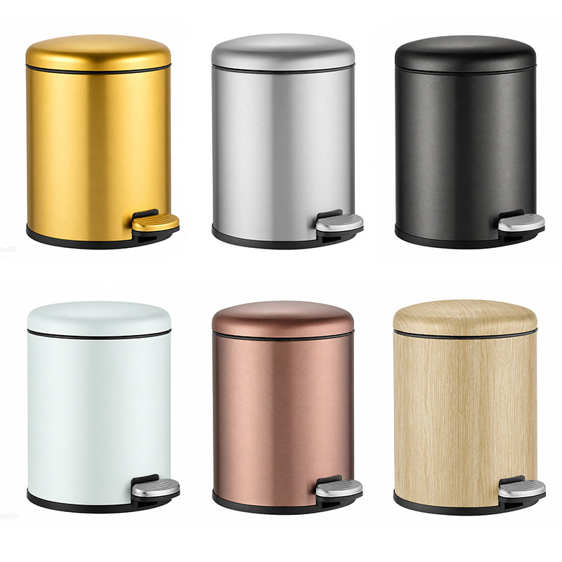 Kitchen Trash Can with Lid Foot-Operated Living Room Bathroom Toilet Bedroom Office Stainless Steel Kitchen Waste Compost Bucket