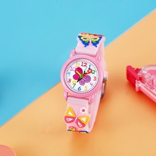 儿童手表指针粉色卡通普通螺旋表冠石英针扣蝴蝶卡通表