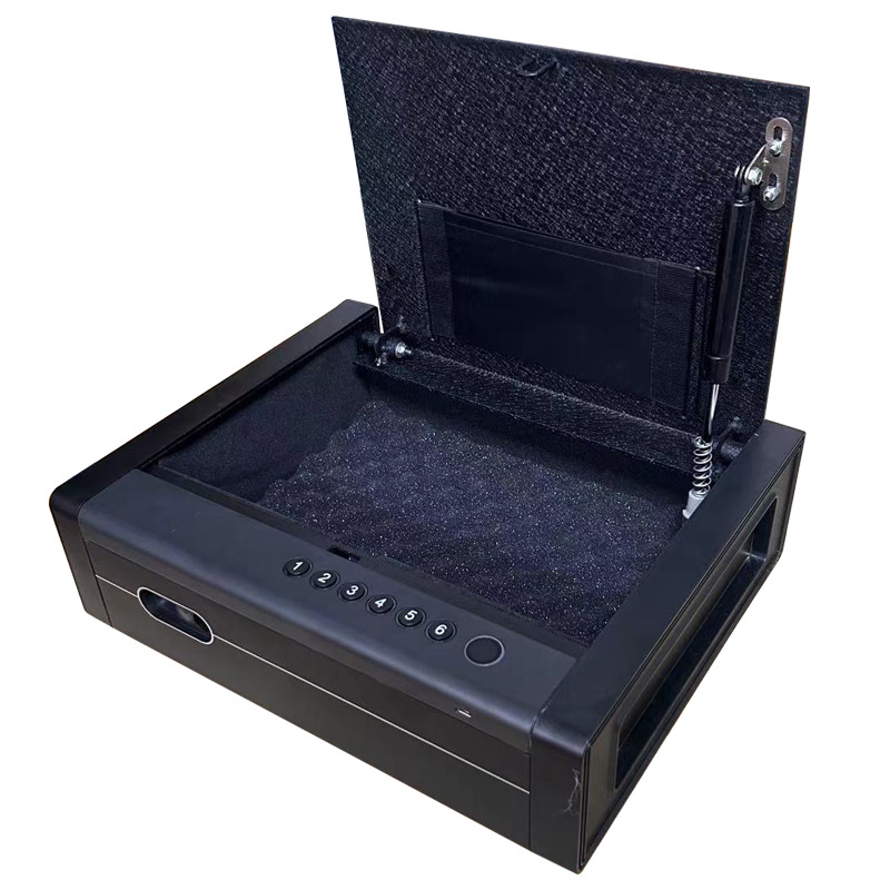 T9亚马逊翻盖式手枪盒枪箱蓝光静音指纹密码钥匙适用床头柜衣柜