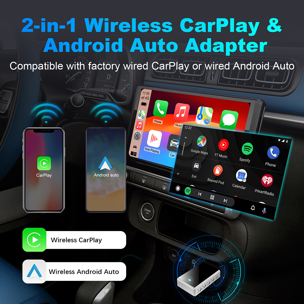 Luruibao Wireless Box 2-in-1 Apple Wireless CarPlay Box Android Auto Cross-Border New Product Adapter