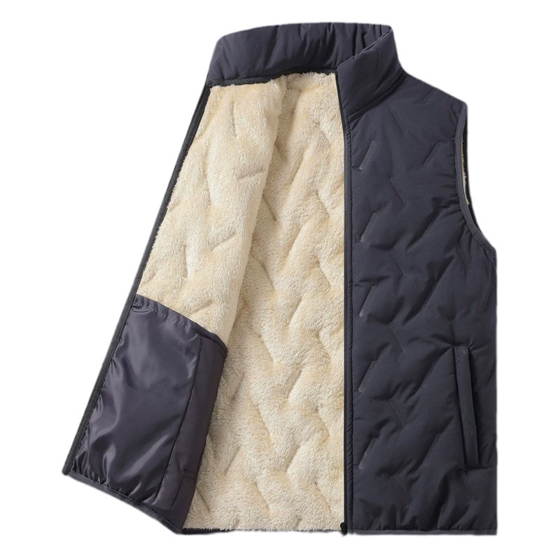 Жилет мужской бархатный осенне-зимний трендовый пуховый жилет из ягненка, поколение теплого стеганого жилета на флисовой подкладке