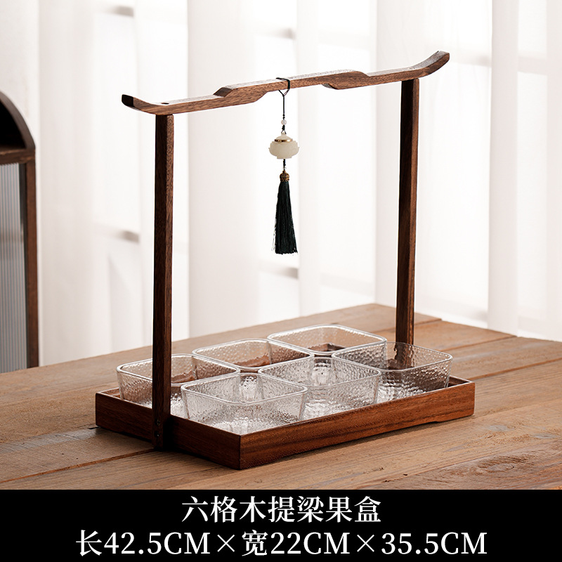 Plato de frutos secos de viga de elevación de nogal sudamericano Bocadillos Mesa de café de nueces Plato de punto Caja de almacenamiento para el hogar del comerciante Bandeja de servicio de dim sum