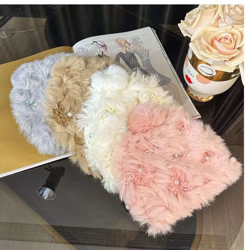 Gorro de punto mujer con piel de conejo y protector de orejas_voghion.com