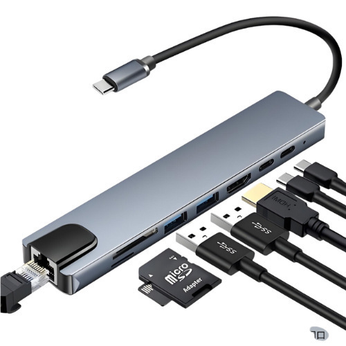 Type C Eight-In-One Docking Station 100m Network Port Usb-C Docking Station 4K Usb3 0 Pd Fast Charging Expansion