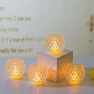Honeycomb Cup Acrylic Crystal Candlestick Lamp Led Electronic Candle Night Light Christmas Decoration Wedding Home Decoration