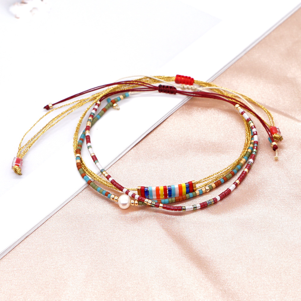 Bohemian Geometric Glass Beaded Bracelets