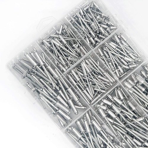 385pcs Aluminum alloy open type flat round head blind rivets M3.2M4 boxed set