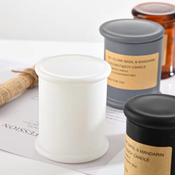 Factory transparent candle Cup with lid straight-through I-shaped cup aromatherapy candle glass large diameter glass candle holder
