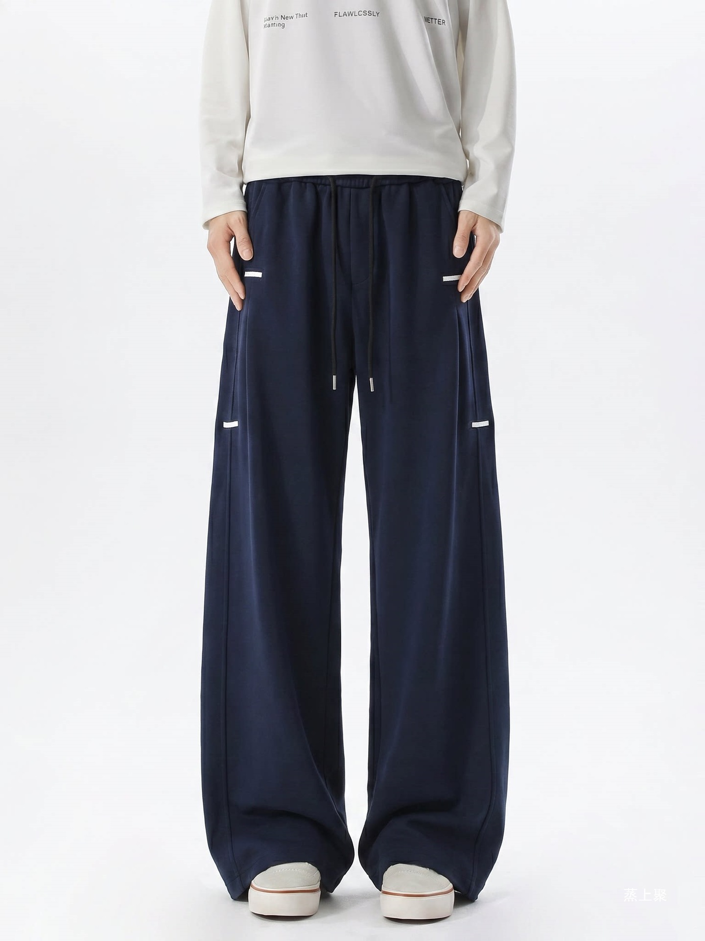 American-style trendy embroidered loose-fit sweatpants, men's casual straight-leg wide-leg long pants, suitable for spring and autumn, plus-size, with a flowing drape, athletic pants