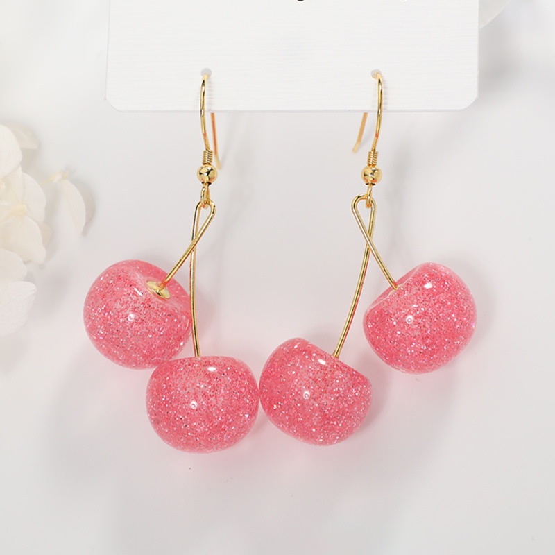 Aretes de cereza roja para mujer – colgante exquisito, fruta de imitación versátil, nuevo estilo