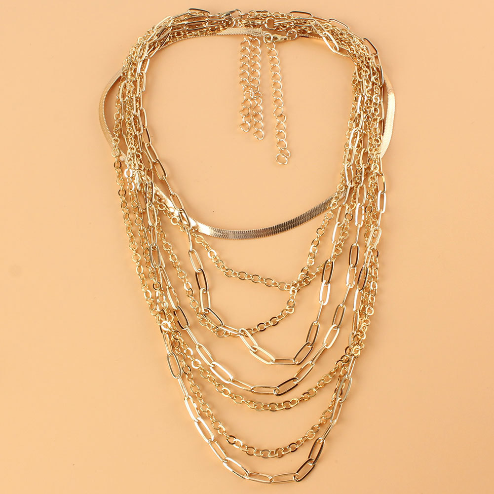 Retro Multi-layer Geometric Chain Necklace Wholesale Nihaojewelry display picture 3