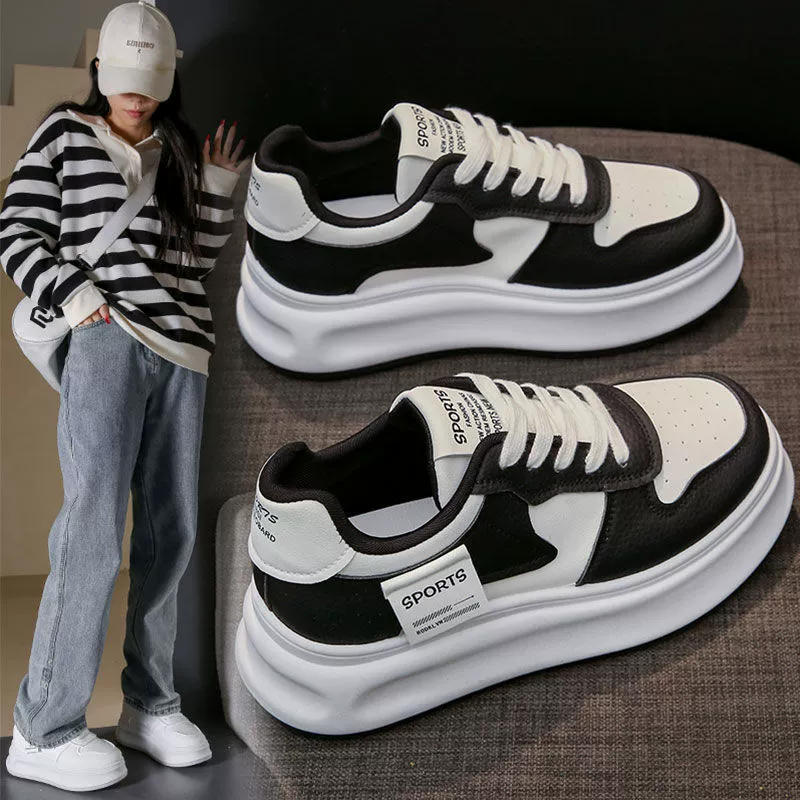 Tide, white shoes platform, fashionable universal footwear, sneakers, city style