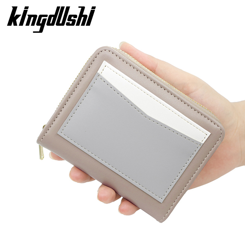 Nueva Cartera de mujer de moda simple multi-funcional contraste color monedero titular de la tarjeta hebilla de dos veces la cartera corta de las mujeres