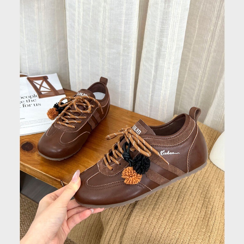 内增高6cm~复古百搭德训鞋女2025初秋季新款毛球不累脚运动阿甘鞋|undefined