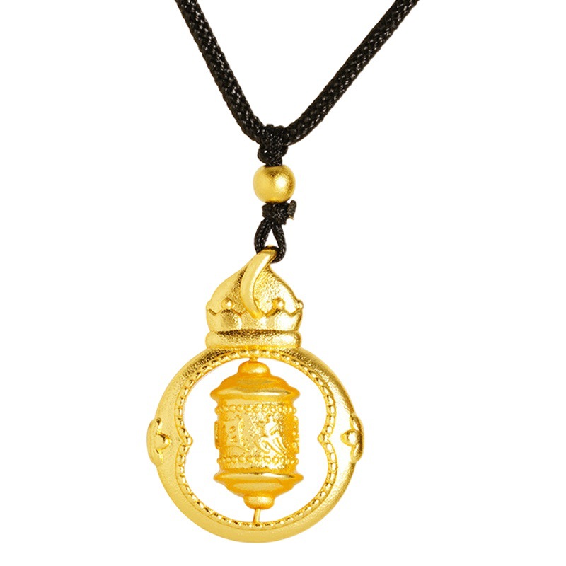 Vietnam oro de seis palabras mantra giratorio oración tubo COLLAR COLGANTE de las mujeres elegante retro de alto grado todo partido cadena de la clavícula