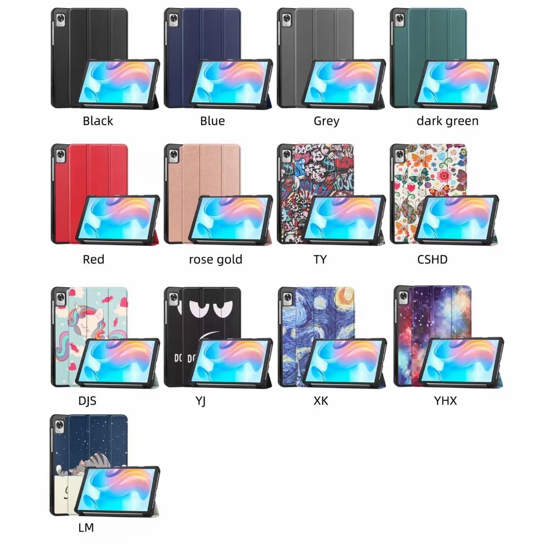 For realme pad mini 8.7 inch tablet computer color painting Custer three-fold protective cover anti-drop cover