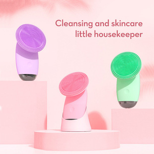 New Cross-Border Ultrasonic Vibration Massage Electric Face Wash Silicone Facial Multi-Functional Pore Cleaning Facial Cleanser