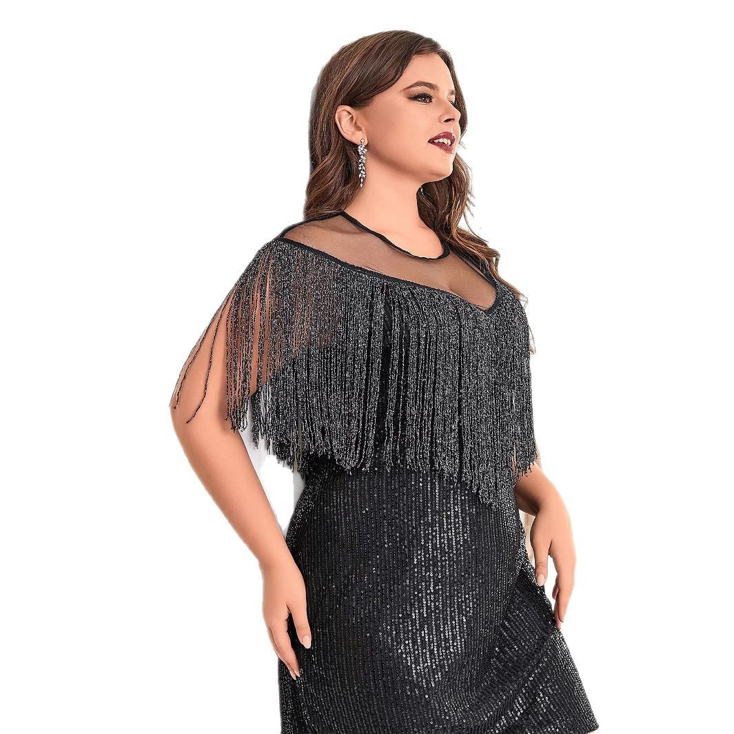 Gran tamaño verano nuevo estilo chal de borla corto color sólido falda corta temperamento viajero sexy delgado vestido delgado image 5