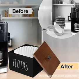 现代简约实木收纳盒咖啡用品收纳器咖啡过滤器储存容器木质收纳盒