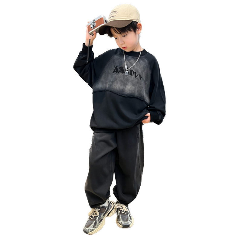 Jungen trendiger Marken-Hoodie für Frühling und 2024, neues Outfit, explosives Street-Hooligan-Hübsches Oberteil, mittel bis groß_voghion.com