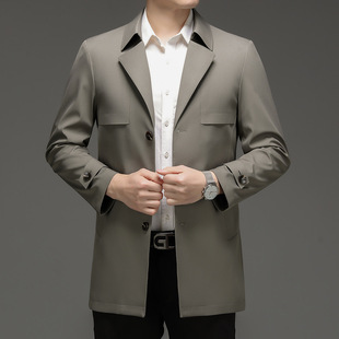 Brand Live Broadcast Same Style Men's Windbreaker 2024 Spring & Fall New Casual Jacket Pure Color Fashion Business Cross-Border