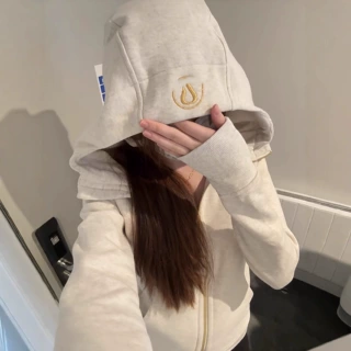 现货lu同款修身连帽卫衣开衫Scuba运动收腰显瘦长袖上衣女可代发