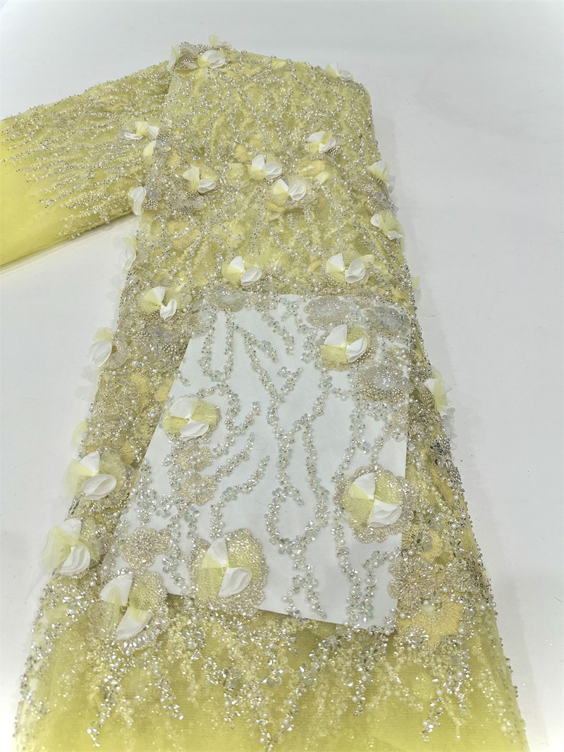 Pequeña decal fresca hecha a mano tubo de perlas tela bordada vestido vestido vestido de boda vestido de ropa infantil vestido de danza tela