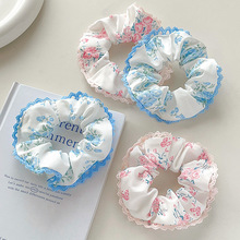 新款春夏季碎花大肠发圈蕾丝花边高级感头绳甜美少女皮筋发饰批发