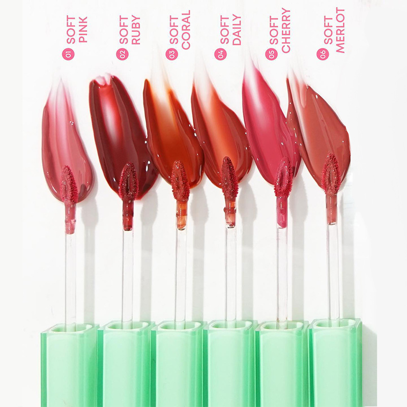 PÁGINA transfronteriza menta verde tubo cuadrado esmalte de labios Dudu lápiz labial espejo brillo de labios color fácil de colorear comercio exterior duradero