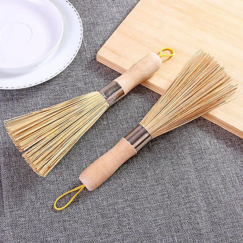 Kitchen pot washing pot wooden handle bamboo brush natural pot washing brush dishwashing decontamination cleaning pot brush supplies artifact wholesale
