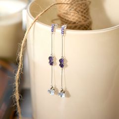 【ラベンダーランド】森系紫ジルコン流蘇ピアス