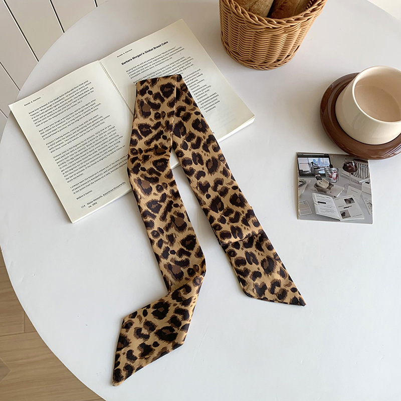 Bufandas de seda para mujeres nuevo estilo americano retro estampado leopardo correa de cuello de mil pañuelos delgada bufandas de seda cinturón bufandas decorativas