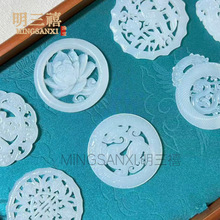 天然阿富汗白玉单面镂空圆龙玉佩颈饰挂件仿古龙玉吊坠古风腰配