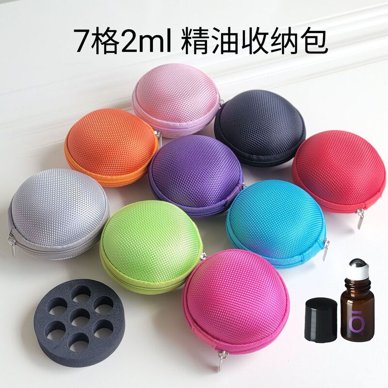 Essential Oil Storage 7-Compartment Small Bag Eva Spot Wholesale 2ml 7-Hole Foam Rolling Ball Bottle Essential Oil Bag Portable