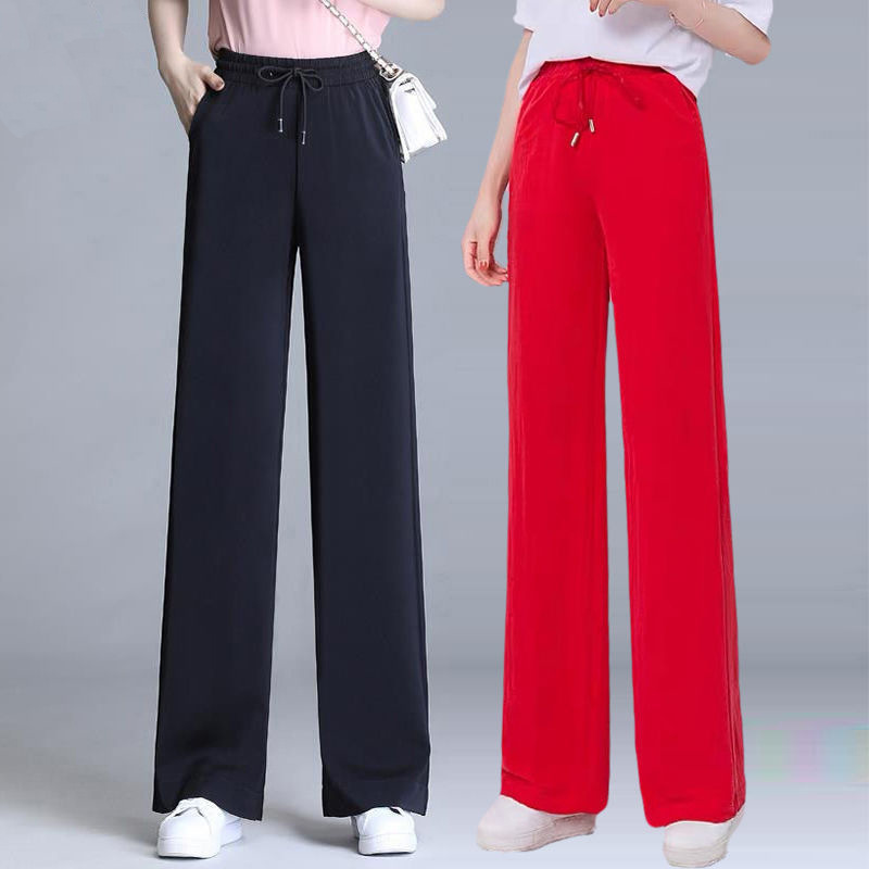 Wide-Leg Pants for Women 2025 Summer New Style High-Waisted Straight-Leg Loose Pants for Women Slimming Look Floor-Length Black Casual Pants for Women