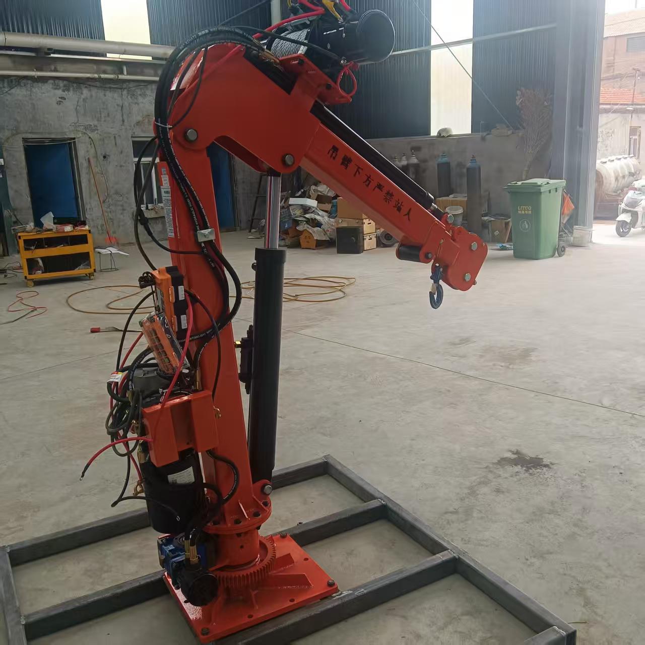 1-2吨全自动电动液压小吊机 小型液压车载吊机 12v24v随车起重机