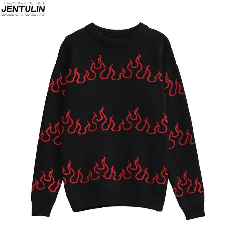 Cross-Border New Style Flame Dark Ins-Style Fashion Pullover Sweater, Winter Warm and Comfortable Knitted Sweater for Men and Women Cross-Border New Style Flame Dark Ins-Style Fashion Pullover Sweater, Winter Warm and Comfortable Knitted Sweater for Men and Women