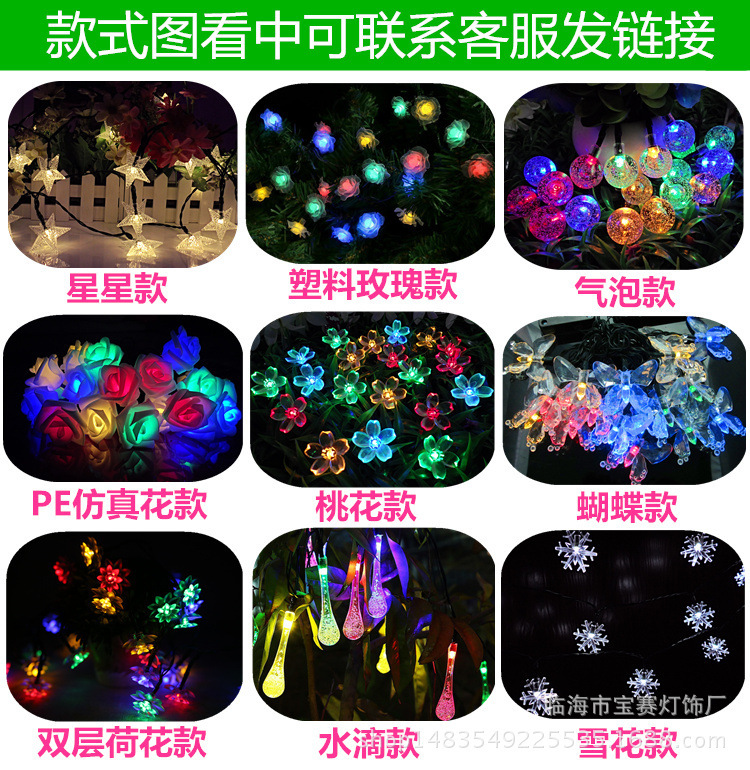 En stock suministro de agua solar gota luz cadena 20LED luces de colores Festival de Navidad patio luces decorativas al aire libre a prueba de agua