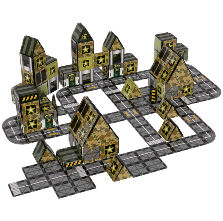 Bloques magnéticos transfronterizos de campo magnético con tema militar para construir un conjunto de azulejos magnéticos impresos compatibles con lámina magnética de ventana de color de 7,5 cm image 6