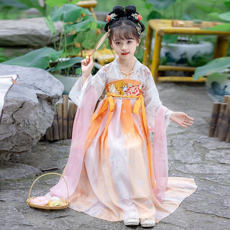 汉服女童春季2026新款儿童古风高端超仙国风连衣裙女孩飘逸公主裙