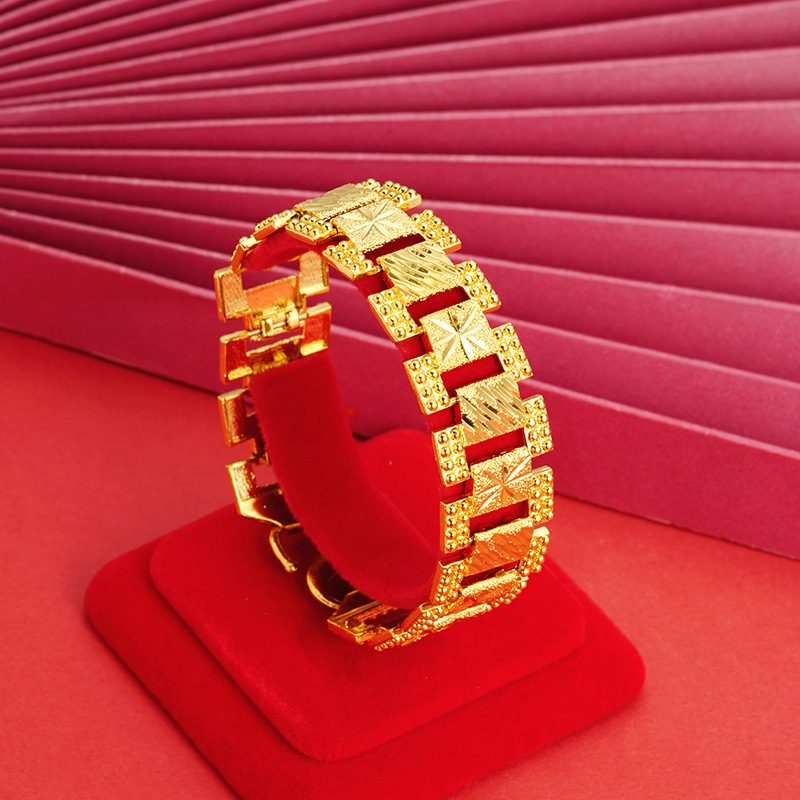 Vietnam arena oro sólido Correa pulsera coche flor estrellada aleación de cobre jefe cadena joyería hombres dominantes transmisión en vivo